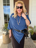 Out and About Poncho in Ocean Blue