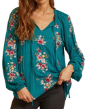 Teal Me No Lies Peasant Top