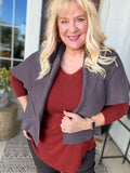 Juliet Shawl Collar Cardigan Capelet in Steel Gray