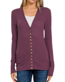 Snappy Dresser Knit Cardigan Sweater in Plum