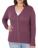 Snappy Dresser Knit Cardigan Sweater in Plum