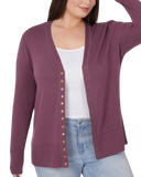 Snappy Dresser Knit Cardigan Sweater in Plum