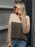 Contrast Round Neck Long Sleeve T-Shirt