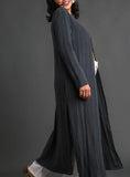 Long Line Ribbed Duster in Steel Blue