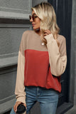 Contrast Round Neck Long Sleeve T-Shirt