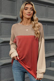 Contrast Round Neck Long Sleeve T-Shirt