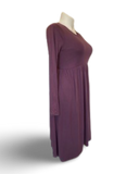 Gathered Waist Pocketed Midi Dress in Smokey Plum