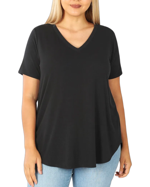 Luxe Fit and Flare Tee in Black