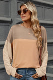 Contrast Round Neck Long Sleeve T-Shirt