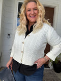 Tripping Cable Knit Cardigan in Ivory