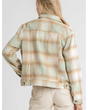 Cropped Flannel Jacket in Sage and Nutmeg