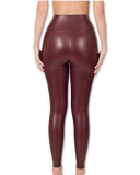 Faux Leather Legging in Burgundy