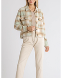 Cropped Flannel Jacket in Sage and Nutmeg