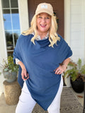 Out and About Poncho in Ocean Blue