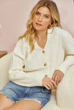 Tripping Cable Knit Cardigan in Ivory