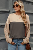 Contrast Round Neck Long Sleeve T-Shirt