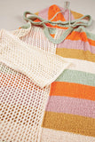 Openwork Color Block Hooded Sweater