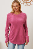 Ribbed Thumbhole Sleeve Lightweight Sweater in Various Colors