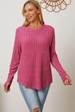 Ribbed Thumbhole Sleeve Lightweight Sweater in Various Colors