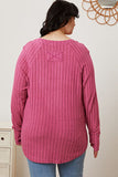 Ribbed Thumbhole Sleeve Lightweight Sweater in Various Colors