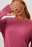 Ribbed Thumbhole Sleeve Lightweight Sweater in Various Colors