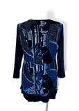 Peel Away My Layers Mesh Overlay Top in Blue Geometric