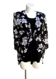 Fly Like a Butterfly Chiffon Kimono Black Jacket with Daisies