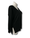 V-Neck Center Seam Viscose Sweater Black