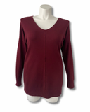 V-Neck Center Seam Viscose Sweater Burgundy