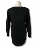 V-Neck Center Seam Viscose Sweater Black