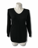 V-Neck Center Seam Viscose Sweater Black