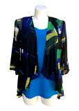 Sheer Chiffon Kimono Jacket in Green Gold Abstract