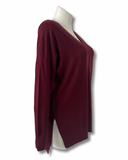 V-Neck Center Seam Viscose Sweater Burgundy