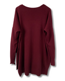 V-Neck Center Seam Viscose Sweater Burgundy