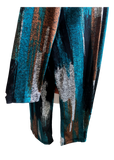 Long Varigated Sweater Duster in Teal, Brown and Black