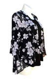 Fly Like a Butterfly Chiffon Kimono Black Jacket with Daisies