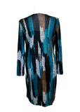 Long Varigated Sweater Duster in Teal, Brown and Black